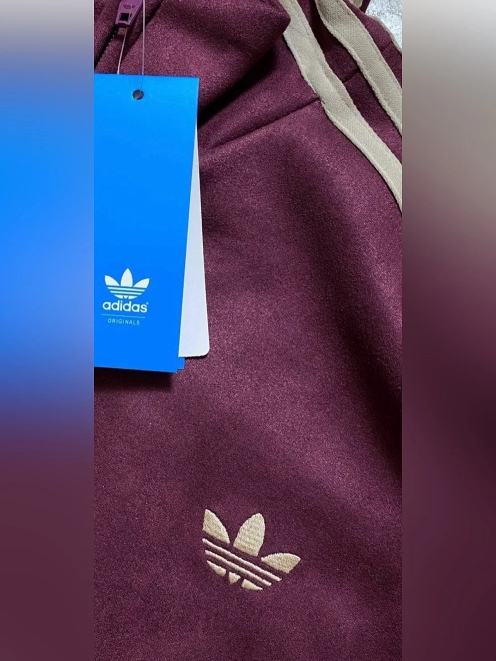 adidas Purple Bomber Jacket with White Stripes